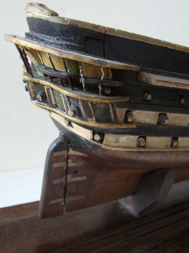 A RARE mid 19th century highly detailed sailor-made model of the 96 gun British warship HMS Asia, circa 1840-1850. — image 3